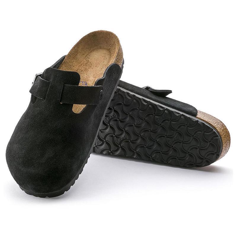 Birkenstock Soft Footbed Ruskind Boston Herre Sort | DK 1QMA